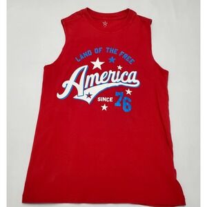Land Of The Free ☆ America Baseball ☆ Boy's Tank Top ☆ Size 8